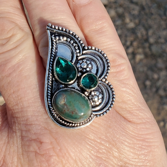 New Bloodstone & Peridot 925 Silver Ring. - Picture 12 of 13